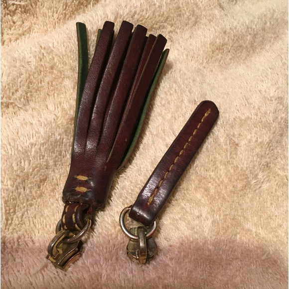 DOONEY & BOURKE Leather Tassel and Zipper Pull Strap Key Fob Bag Charm - Picture 8 of 11